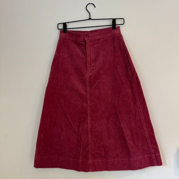 Romantic Fall Uniqlo Cordoroy Red/Pink A line skirt Size 0 - Picture 1 of 6